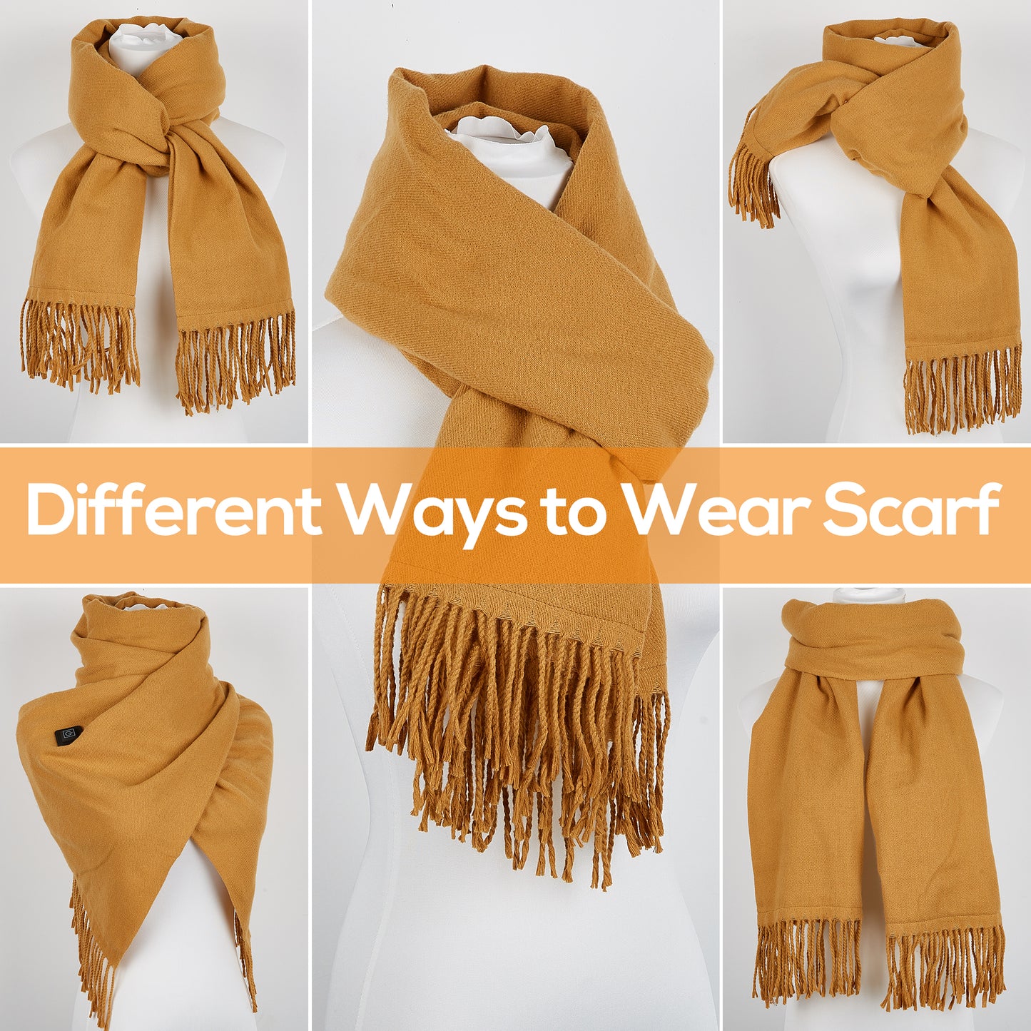 USB Rechargeable Heated Scarf Electric Heating Scarf with Neck Heating Pad Washable Shawl Soft Warm Neck Christmas Gift for Women Men