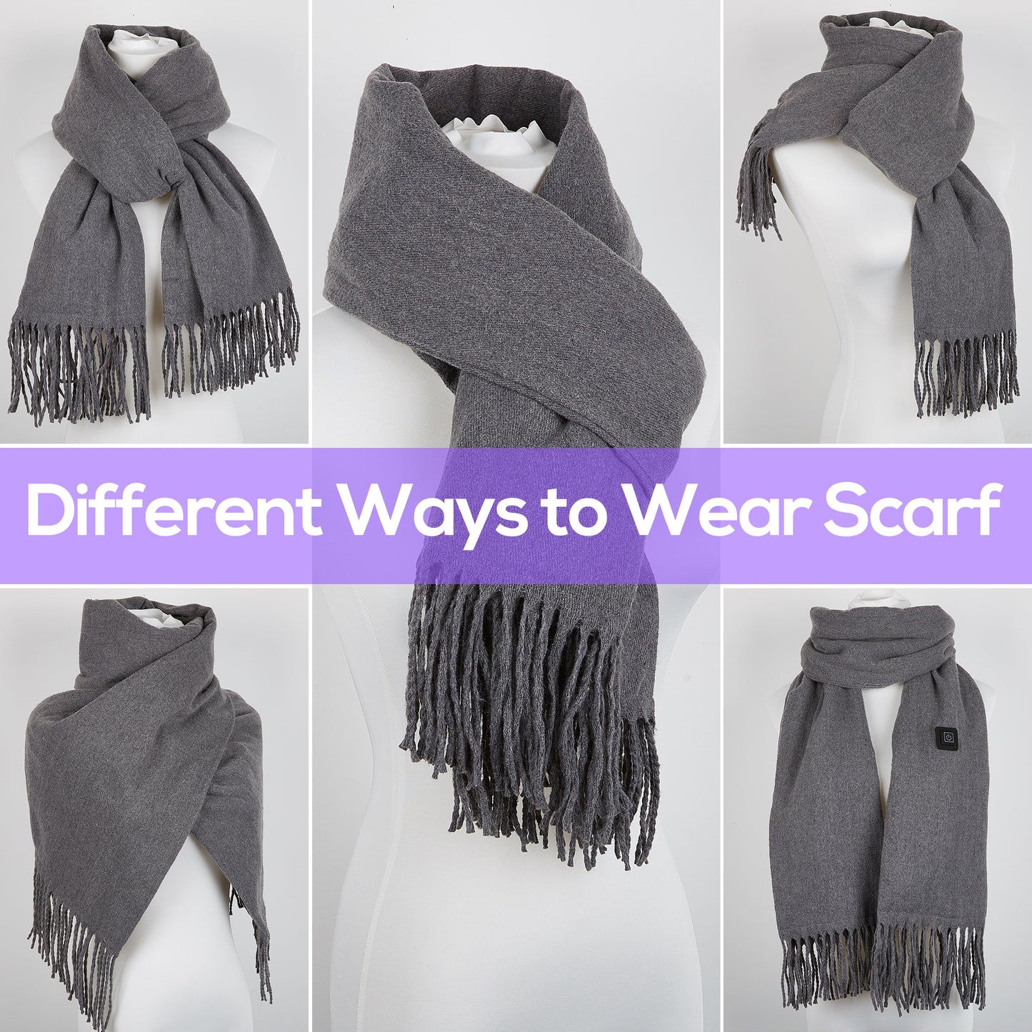 USB Rechargeable Heated Scarf Electric Heating Scarf with Neck Heating Pad Washable Shawl Soft Warm Neck Christmas Gift for Women Men