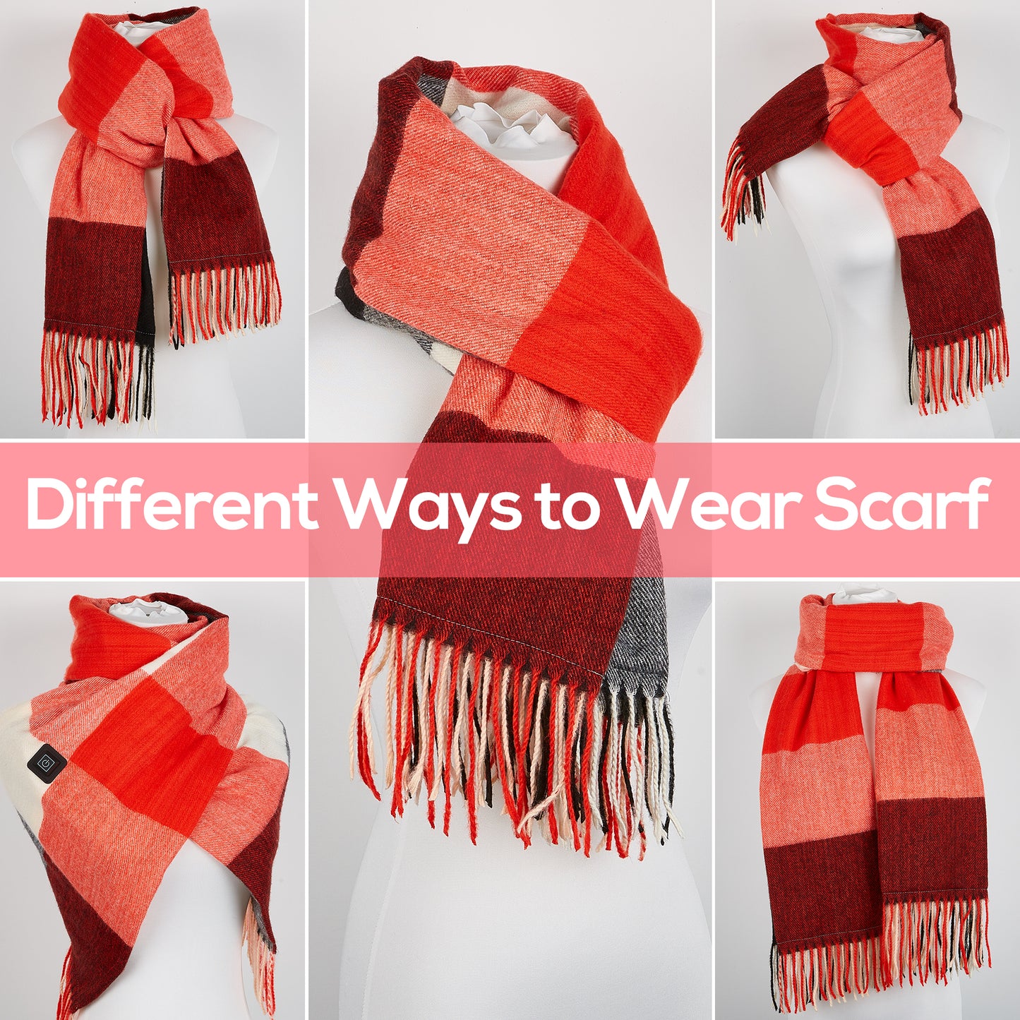 USB Rechargeable Heated Scarf Electric Heating Scarf with Neck Heating Pad Washable Shawl Soft Warm Neck Christmas Gift for Women Men