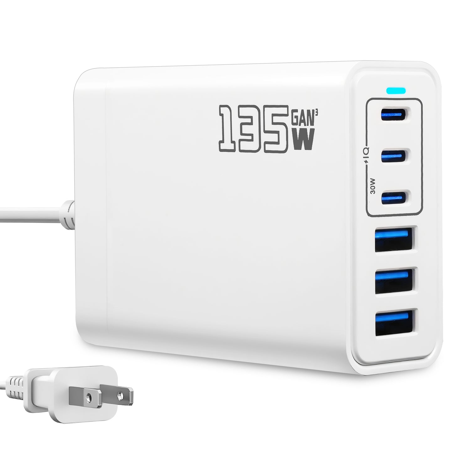 USB C Charger Block, 135W GaN 6 Port Fast Charging Station USB C Hub Wall Charger Type C PD Adapter Plug Cube for iPad iPhone 16 15 14 13 12 11 Pro Max Pixel Note Galaxy
