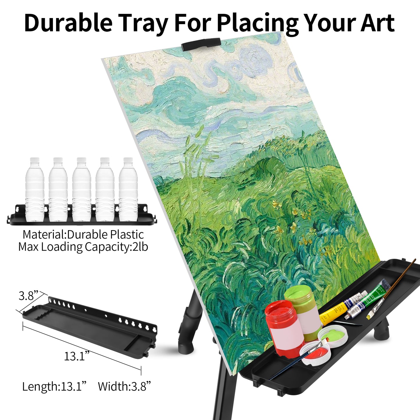 Painting Easel Stand with Tray, Adjustable Height from 19"to 63", Art Easel Tripod for Painting and Display with Carrying Bag