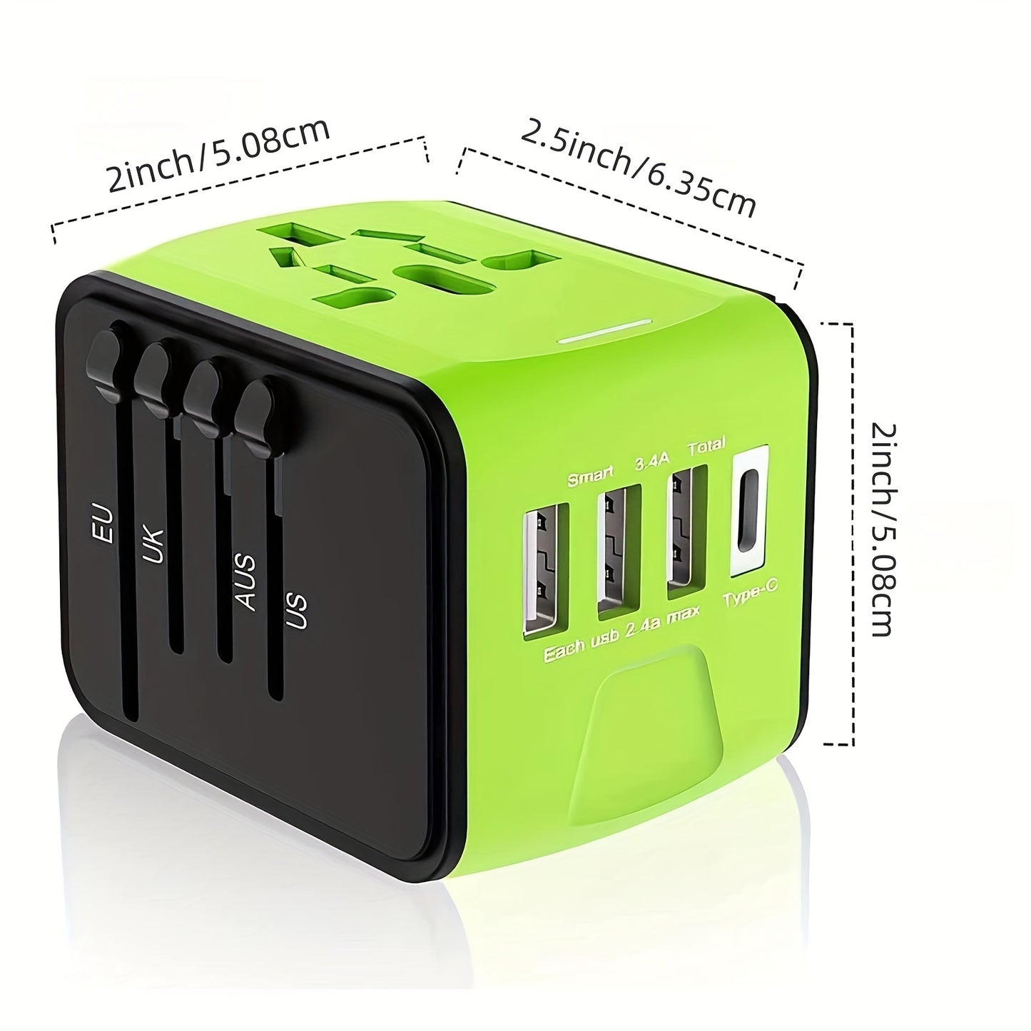 European Travel Plug Adapter, Meromore Travel Adapter with Type C, Green