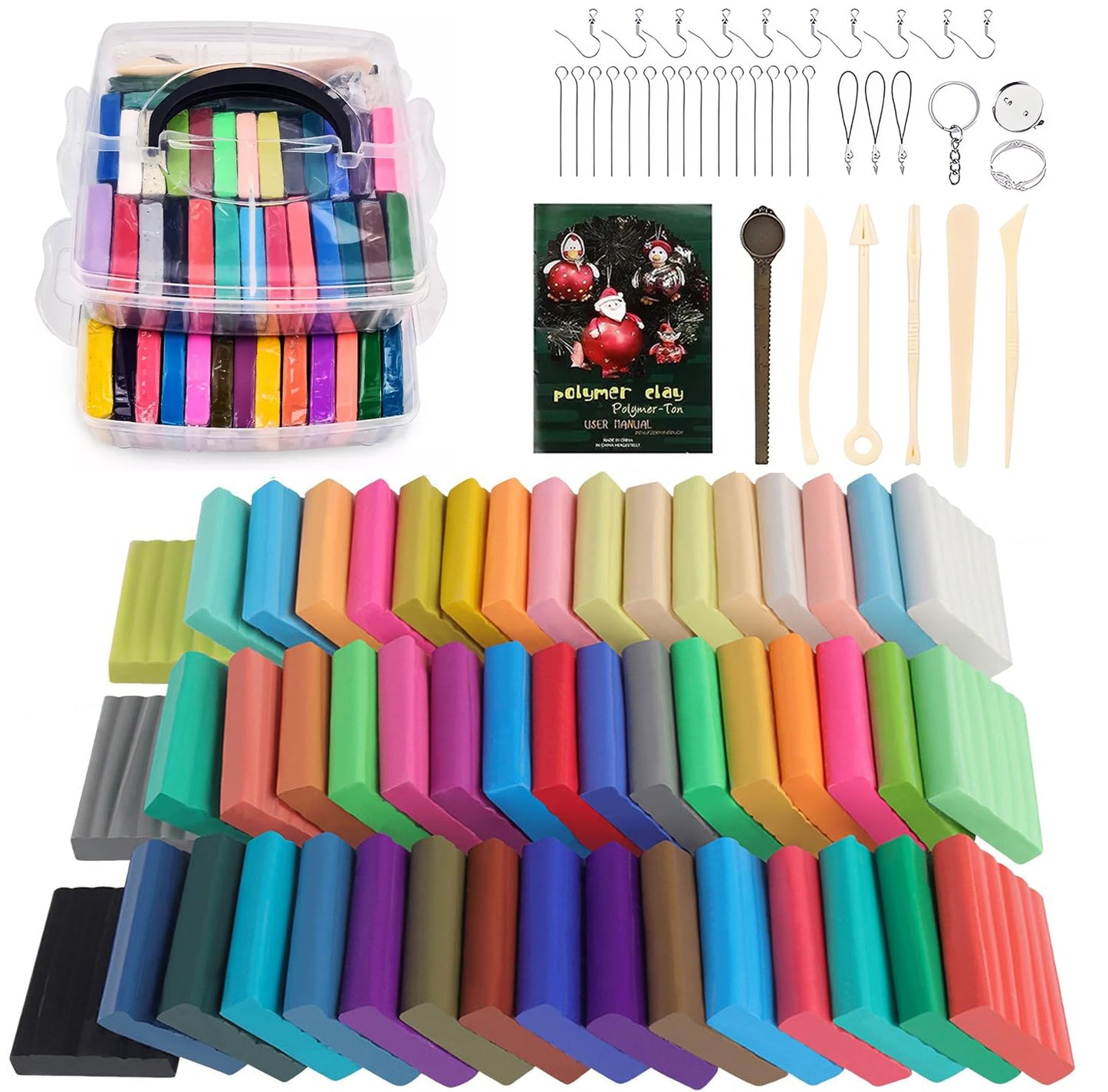 Polymer Clay Kits,Clay Set 50 Colors Modeling Clay for Kids Oven Bake DIY Model Clay,with Sculpting Tools and Accessories,Ideal Gifts for Children Adults and Artists