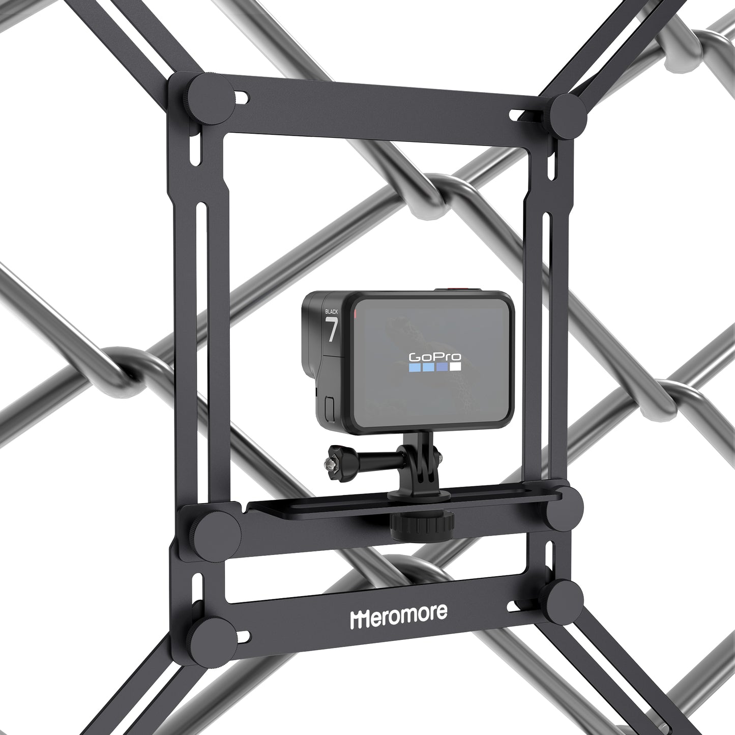 Action Camera Fence Mount, Meromore Aluminum Fence Mount for GoPro, iPhone, Phones, Digital Camera, Ideal Backstop Camera Fence Clip for Recording Baseball, Softball, Football Games, Black