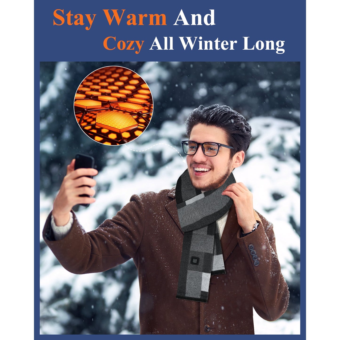 Heated Scarf for Men/Women with 5500mAh Battery, 7 Temperature Settings Battery Operated Heater for Winter