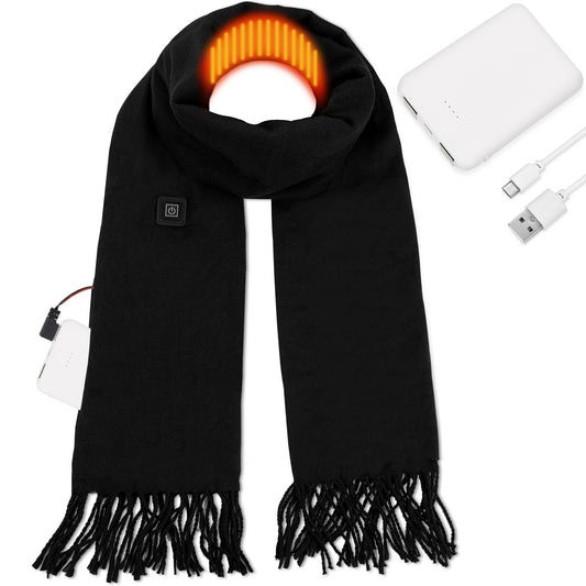USB Rechargeable Heated Scarf Electric Heating Scarf with Neck Heating Pad Washable Shawl Soft Warm Neck Christmas Gift for Women Men