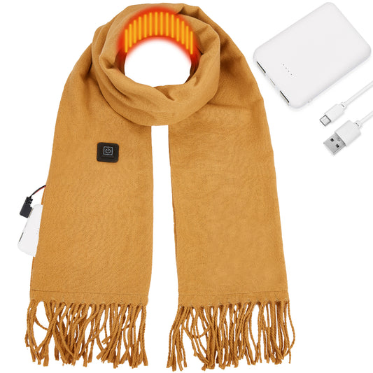 USB Rechargeable Heated Scarf Electric Heating Scarf with Neck Heating Pad Washable Shawl Soft Warm Neck Christmas Gift for Women Men