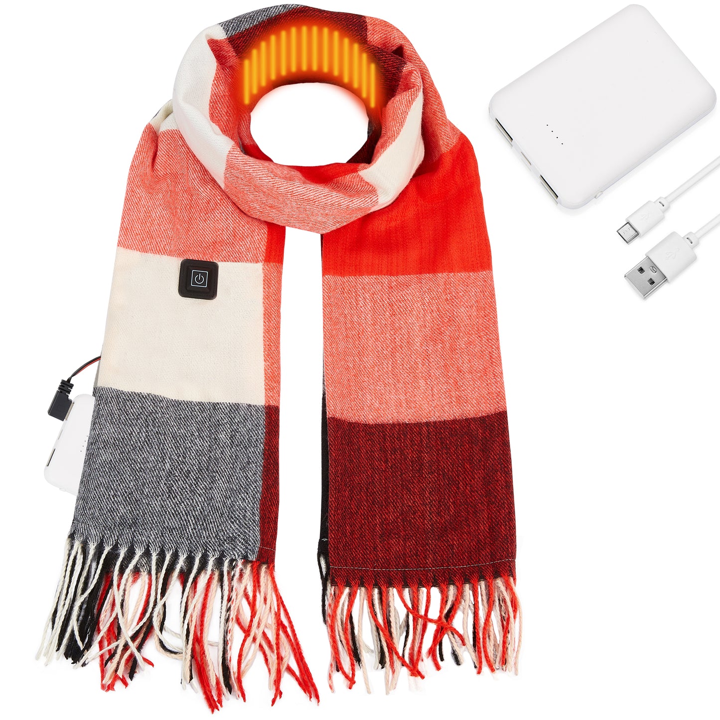 USB Rechargeable Heated Scarf Electric Heating Scarf with Neck Heating Pad Washable Shawl Soft Warm Neck Christmas Gift for Women Men