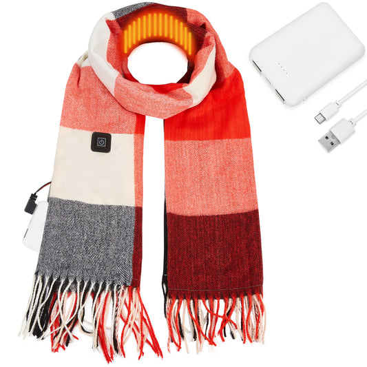 USB Rechargeable Heated Scarf Electric Heating Scarf with Neck Heating Pad Washable Shawl Soft Warm Neck Christmas Gift for Women Men