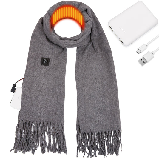 USB Rechargeable Heated Scarf Electric Heating Scarf with Neck Heating Pad Washable Shawl Soft Warm Neck Christmas Gift for Women Men