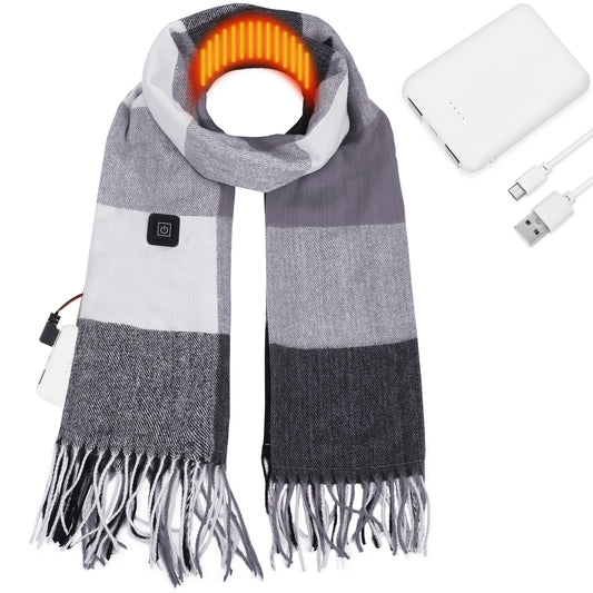 USB Rechargeable Heated Scarf Electric Heating Scarf with Neck Heating Pad Washable Shawl Soft Warm Neck Christmas Gift for Women Men