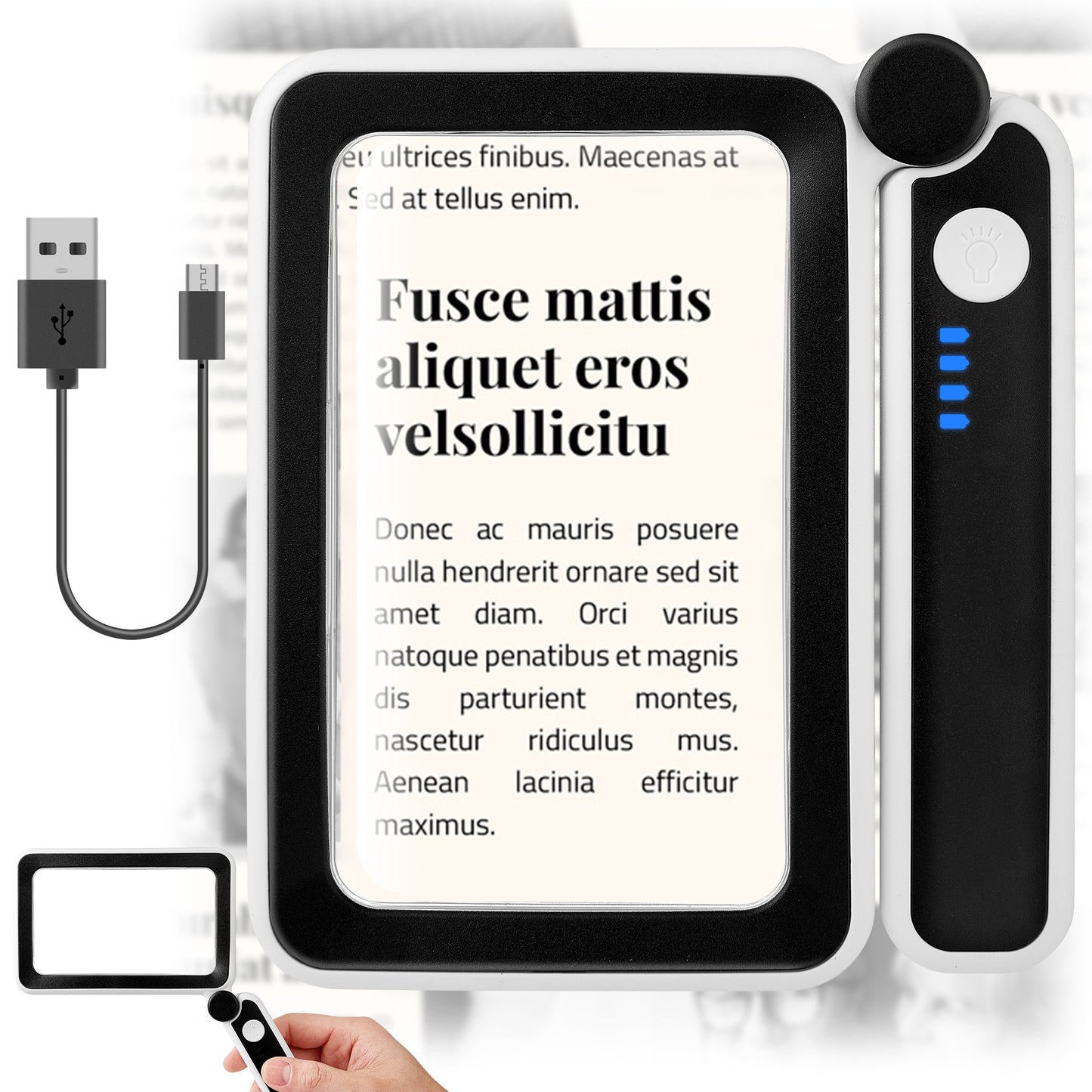 Magnifying Glass with Light, Rechargeable Led Page 4X Magnifier for Reading, Folding Handheld Illuminated Lighted Magnifier for Seniors Low Vision Reading Inspection