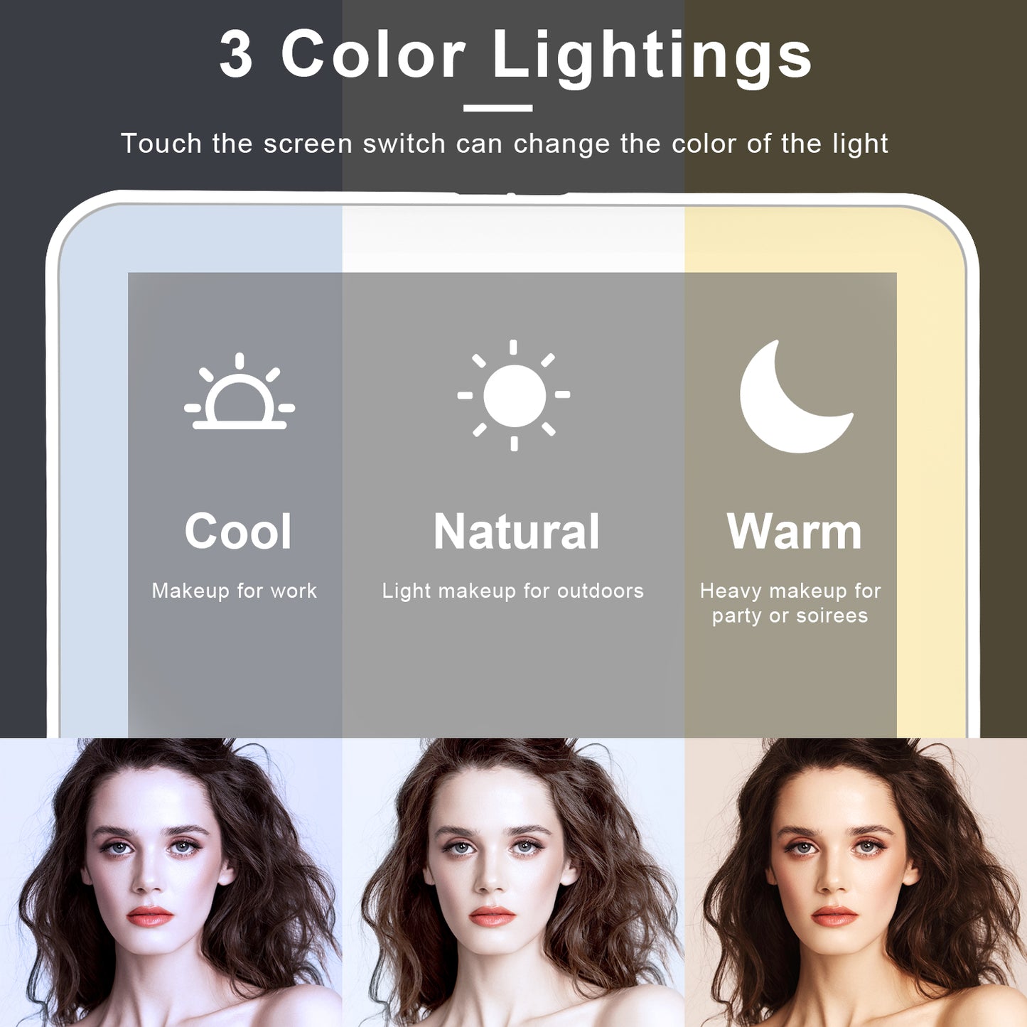 Rechargeable Travel Makeup Mirror 48 LED Lighted Makeup Mirror Travel Mirror Compact Slim LED Vanity Mirror with Lights Lighted Makeup Mirror with 3 Lighting Modes Dimmable Touch Screen