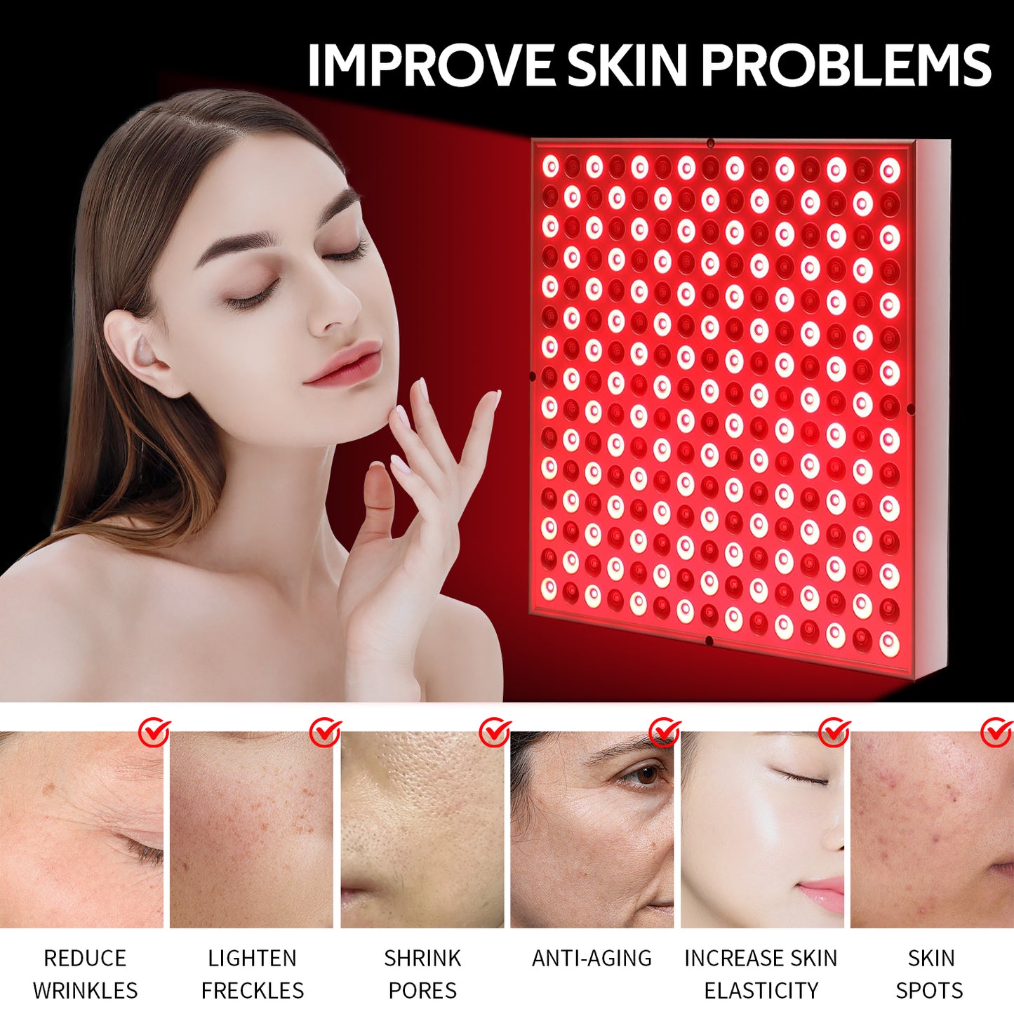 LED Red Light Therapy Device, , Red Light Therapy for Body Face - 45W LED Panel Deep 660nm and Near-Infrared 850nm LED Light Combo for Skin Beauty, Pain Relief of Muscles and Joints