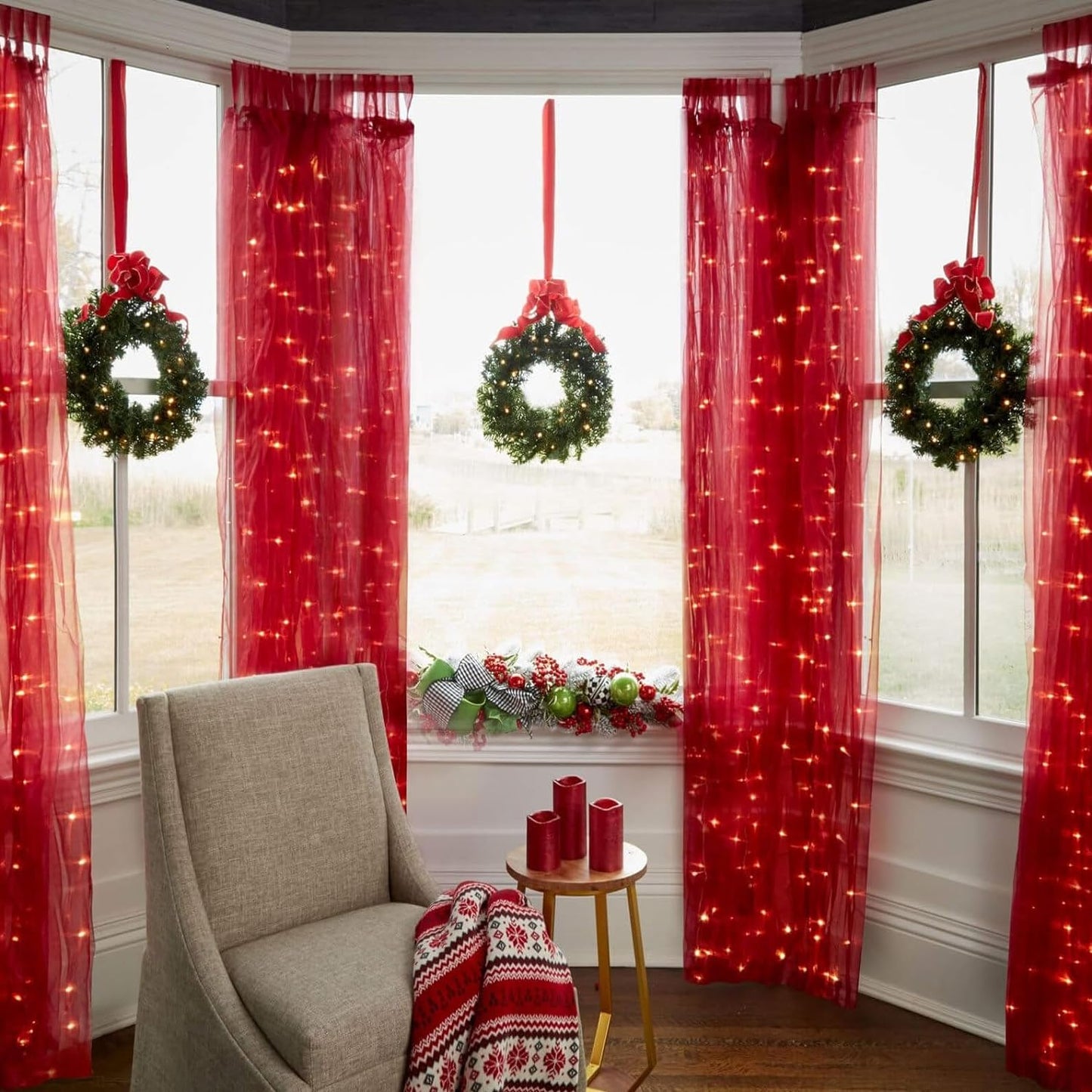 19IN Artificial Christmas Wreath, Wreaths for Christmas Decorations, Pine Christmas Wreath for Front Door Outside,Christmas Party Decor Christmas