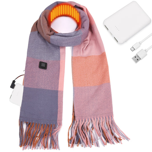 USB Rechargeable Heated Scarf Electric Heating Scarf with Neck Heating Pad Washable Shawl Soft Warm Neck Christmas Gift for Women Men