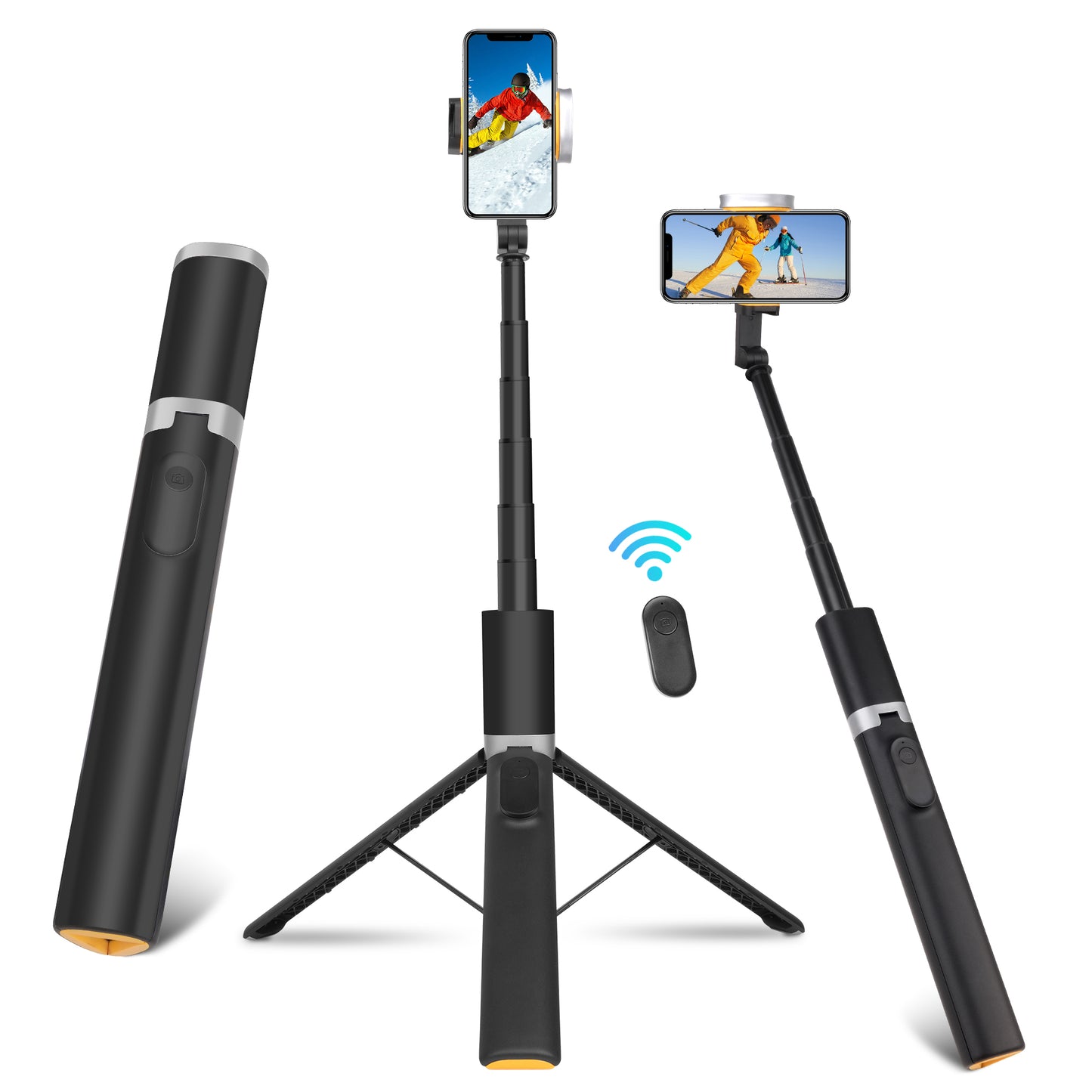 Meromore 63" Cell Phone Selfie Stick Tripod, Portable Tripod for iPhone with Wireless Remote, All-in-1 Cellphone Travel Tripod Stand, Compatible with iPhone/Android
