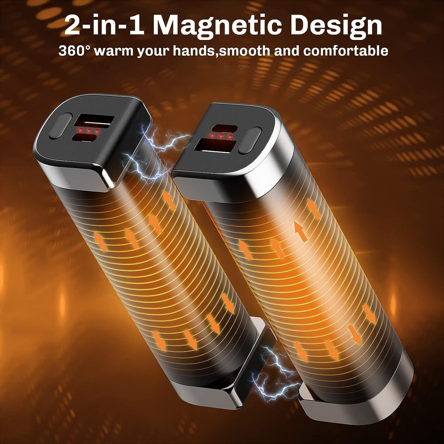 Hand Warmers Rechargeable 2 Pack, Meromore 5000mAh Electric Hand Warmer Power Bank, USB Portable Reusable Hand Warmer, Great for Outdoor Sports, Hunting,Camping,Winter Gifts for Women Men
