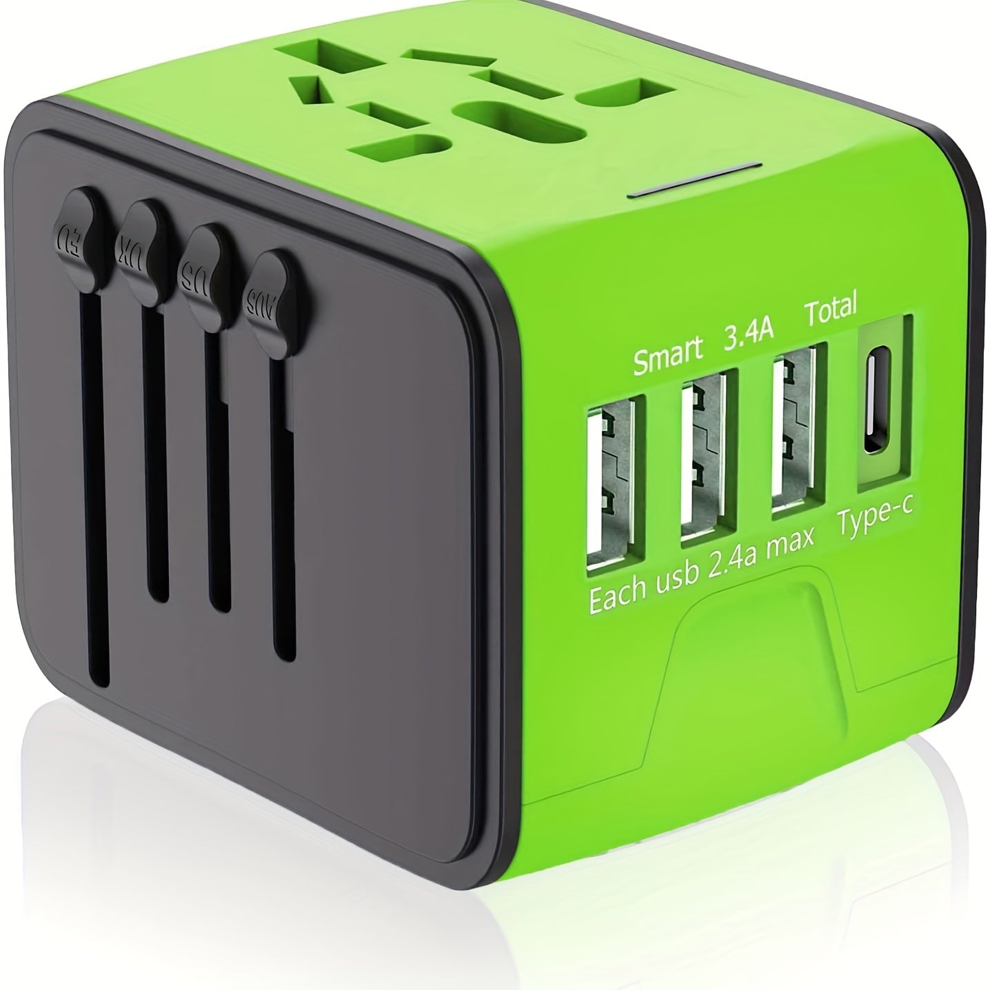 European Travel Plug Adapter, Meromore Travel Adapter with Type C, Green
