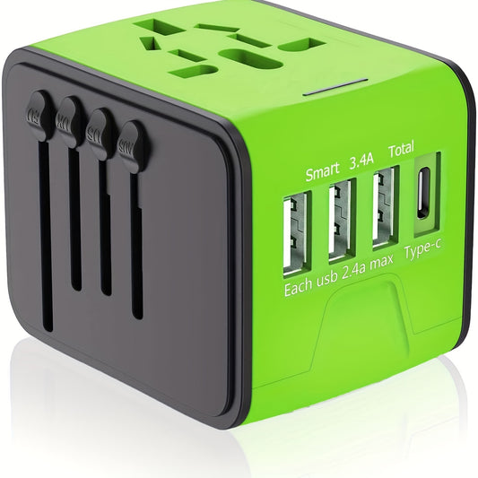 European Travel Plug Adapter, Meromore Travel Adapter with Type C, Green