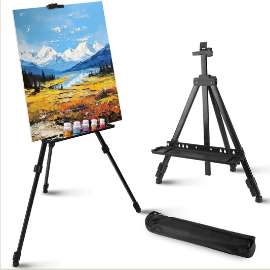 Painting Easel Stand with Tray, Adjustable Height from 19"to 63", Art Easel Tripod for Painting and Display with Carrying Bag