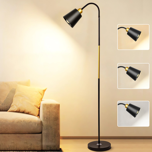 60" Floor Lamps for Living Room with 3 Color Temperatures Bulb & Adjustable Gooseneck, Tall Lamp for Living Room Bedroom Office Classroom Dorm Room(12W Bulb Included)