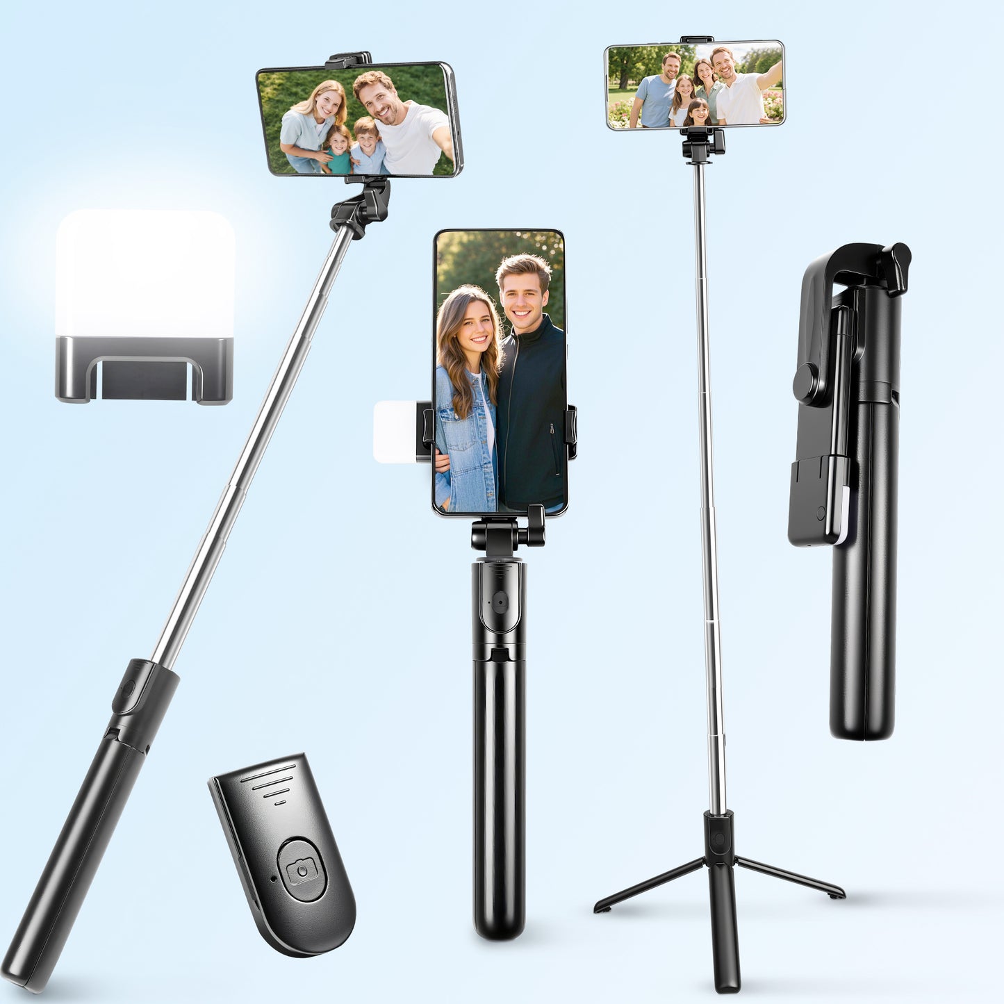 44" Phone Tripod, Tripod for iPhone & Selfie Stick Tripod with Remote, Extendable Phone Tripod Stand & Travel Tripod for Video Recording