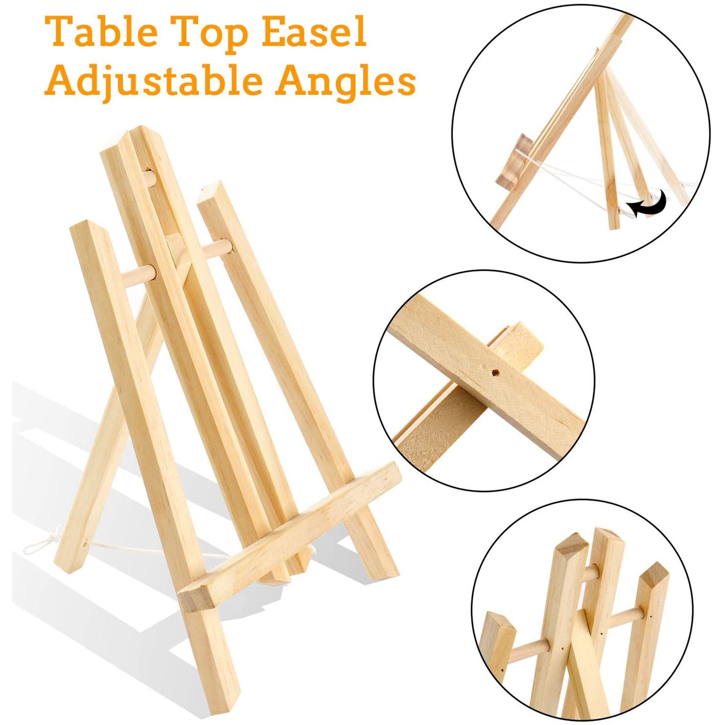 Wood Easels, Easel Stand for Painting Canvases, Art, and Crafts. (11.8 inch, 4 Pack), Tripod, Painting Party Easel, Kids Student Table School Desktop, Portable Canvas Photo Picture Sign Holder