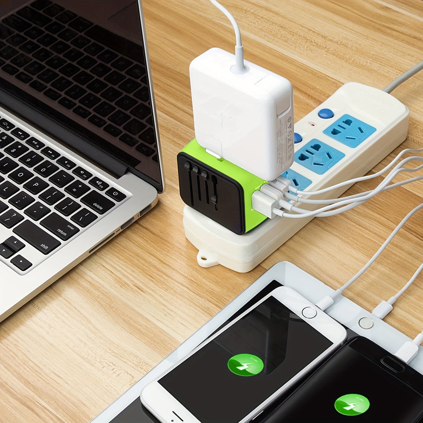 European Travel Plug Adapter, Meromore Travel Adapter with Type C, Green