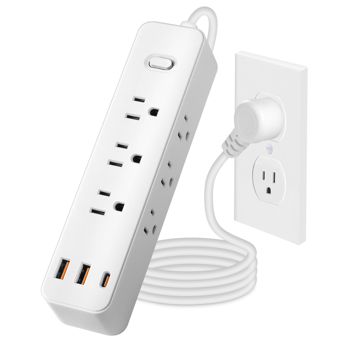 Power Strip Surge Protector, 12-in-1 Power Bar with Multiple Outlets, 9 Outlet 3 USB Ports, Flat Plug Power Strip Surge Protector, Multi Outlet Wall Plug for Travel, College, Dorm Room Essentials