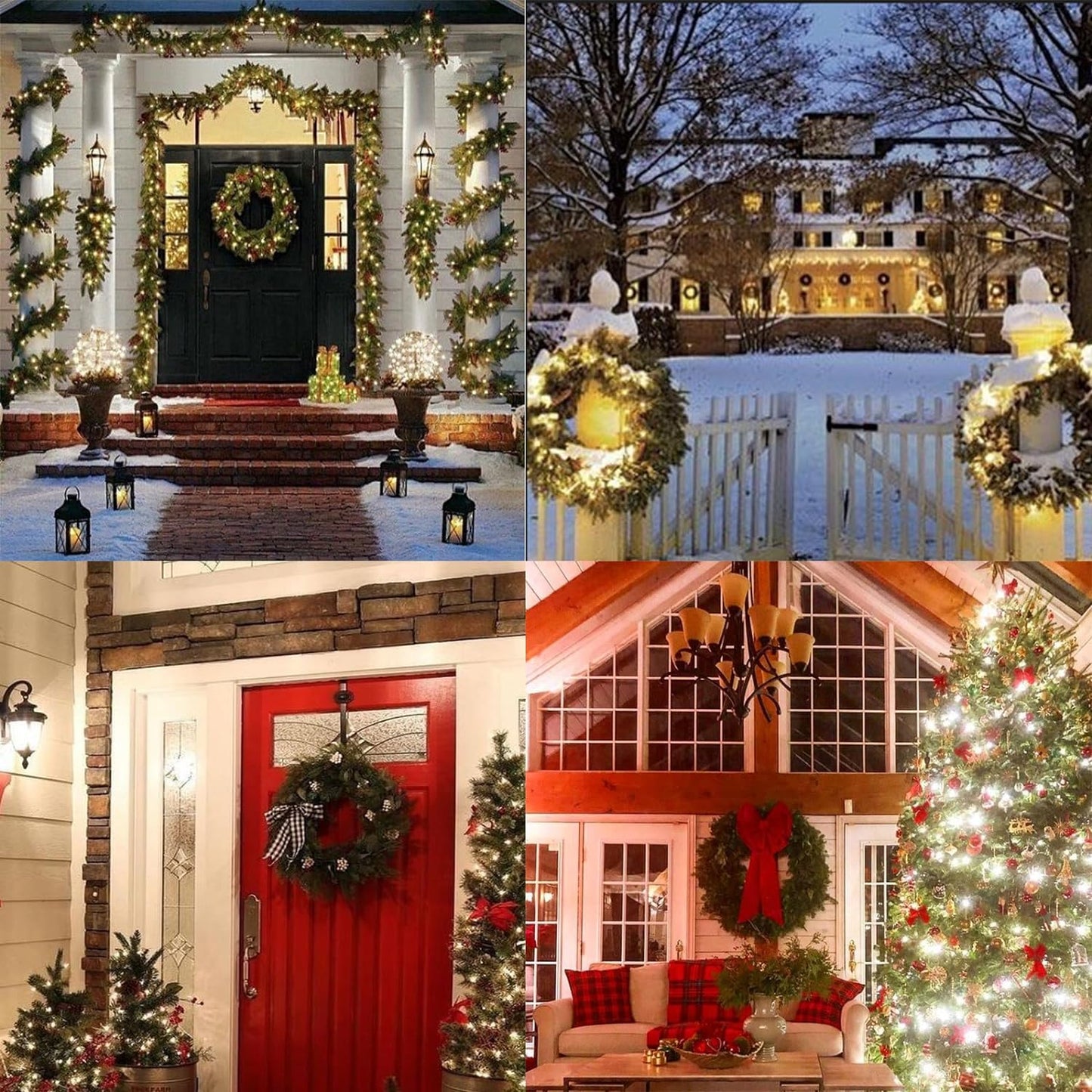 19IN Artificial Christmas Wreath, Wreaths for Christmas Decorations, Pine Christmas Wreath for Front Door Outside,Christmas Party Decor Christmas