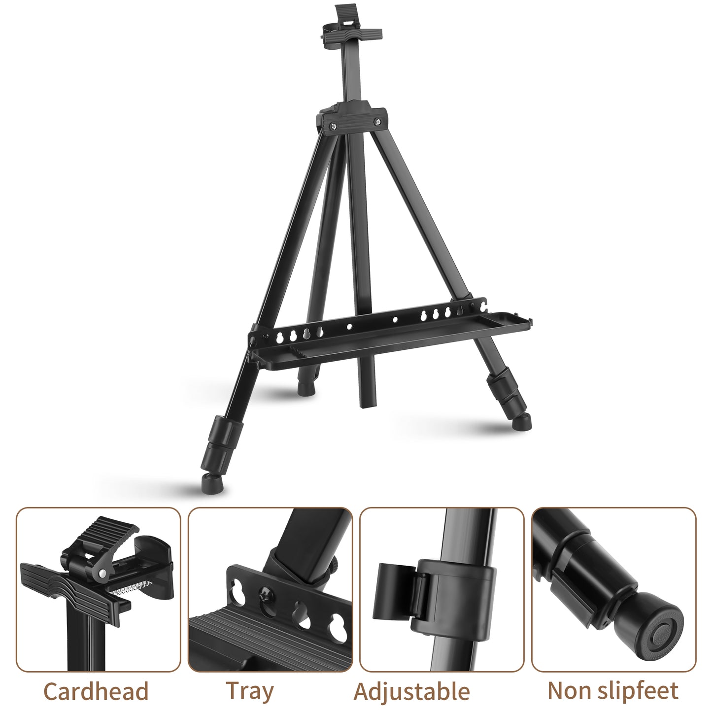 Painting Easel Stand with Tray, Adjustable Height from 19"to 63", Art Easel Tripod for Painting and Display with Carrying Bag