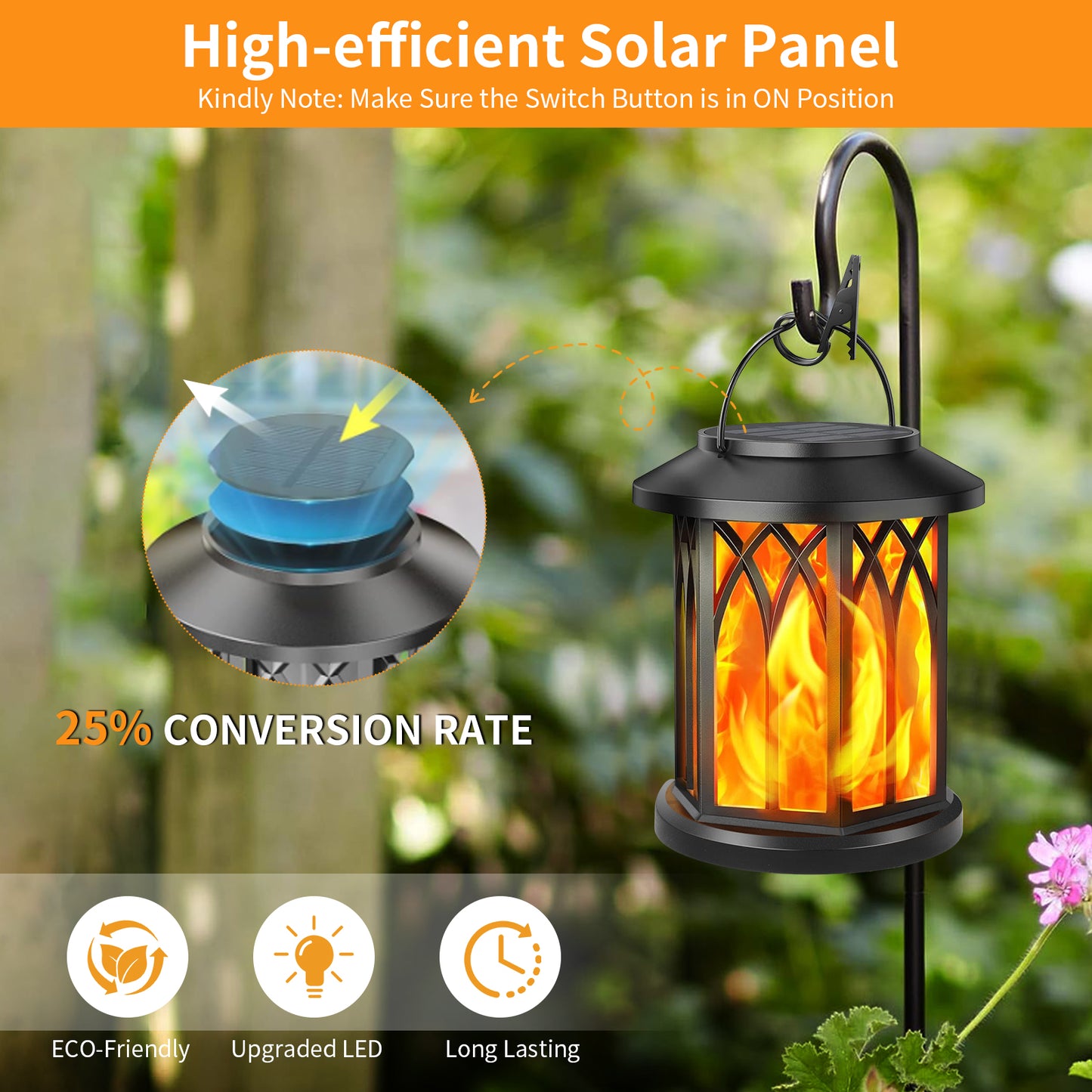 2 Pack Solar Lantern Outdoor Lights, Upgraded Flickering Flame Solar Lanterns Lights Outdoor Waterproof, Hanging Outdoor Solar Lanterns Lights, Solar Powered Lanterns for Yard Garden Decor