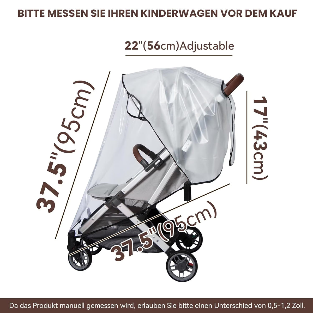Stroller Rain Cover Universal Stroller, Travel Weather Shield Windproof and Waterproof Protect from Dust and Snow with Breathable Ventilation Mesh Clear Visibility