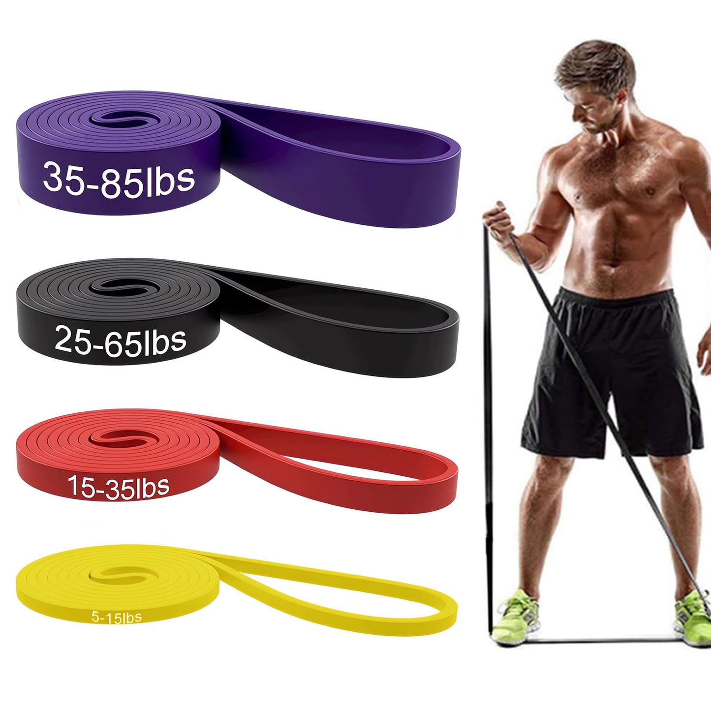 4 Packs Resistance Bands, Pull Up Assist Bands - Workout Bands, Exercise Bands, Long Resistance Bands Set for Working Out, Fitness, Training, Physical Therapy for Men Women