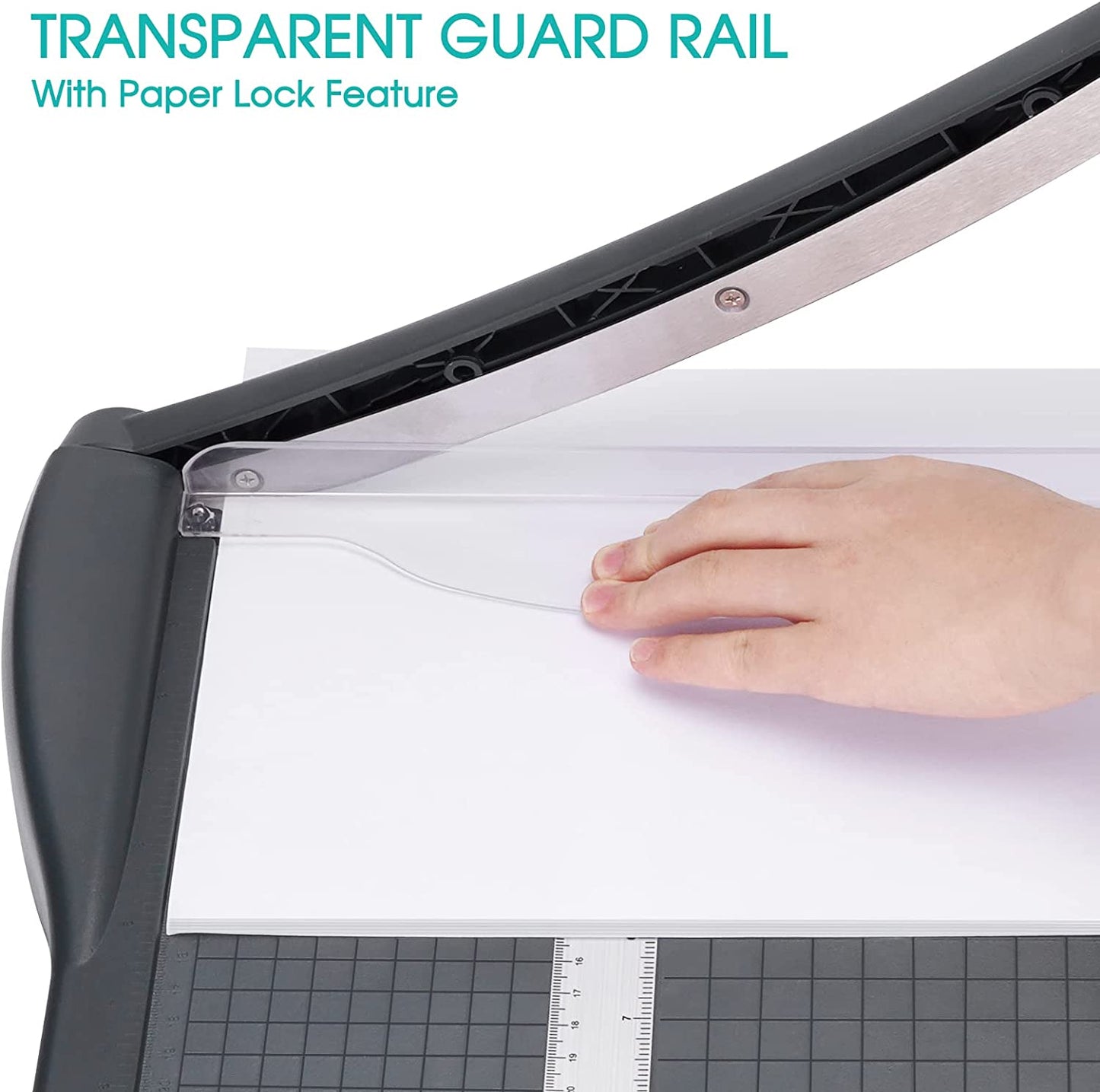 Paper Cutter, Paper Trimmer with Safety Guard, 12" Cut Length Paper Slicer with 16 Sheet Capacity Paper Cutting Board for for Crafting, Classroom and Office