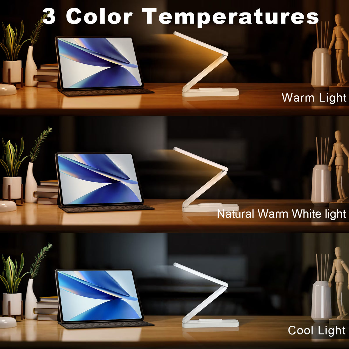 LED Desk Lamp for Office Home & Battery Operated Lamp Rechargeable Lamp Foldable & Portable Light, LED Desk Light Strip, Stepless Dimming Small Desk Lamp Wireless Reading Lamp