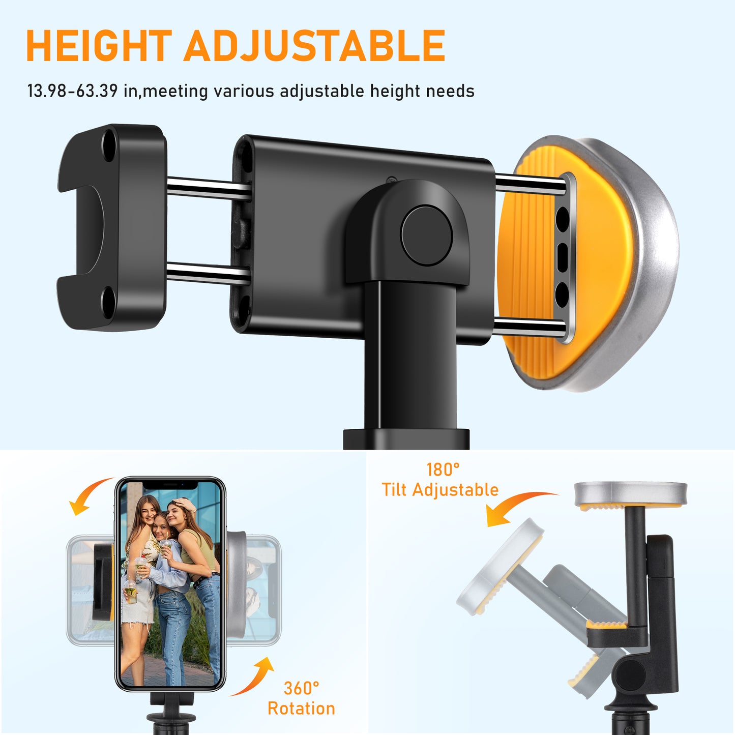 Meromore 63" Cell Phone Selfie Stick Tripod, Portable Tripod for iPhone with Wireless Remote, All-in-1 Cellphone Travel Tripod Stand, Compatible with iPhone/Android