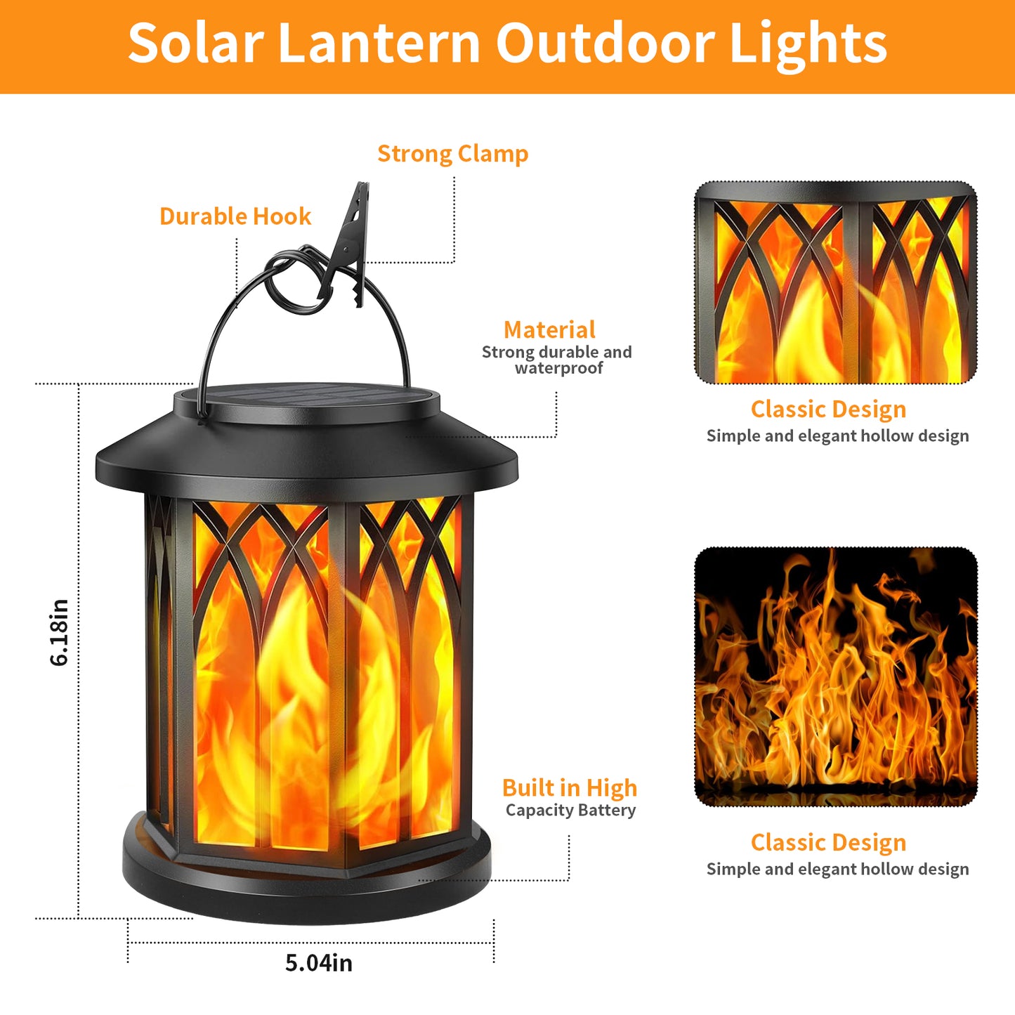 2 Pack Solar Lantern Outdoor Lights, Upgraded Flickering Flame Solar Lanterns Lights Outdoor Waterproof, Hanging Outdoor Solar Lanterns Lights, Solar Powered Lanterns for Yard Garden Decor