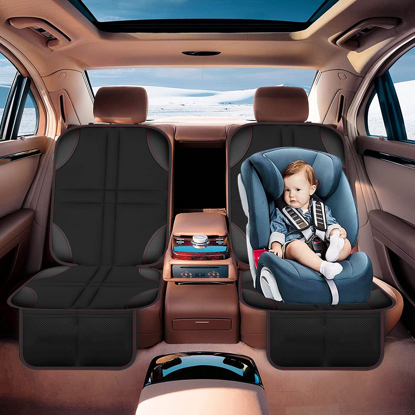 Car Seat Protector for Child Car Seat, 2 Pack Carseat Seat Protectors with Non-Slip Backing, Waterproof Car Seat Cover for Pets/Child Car Seat