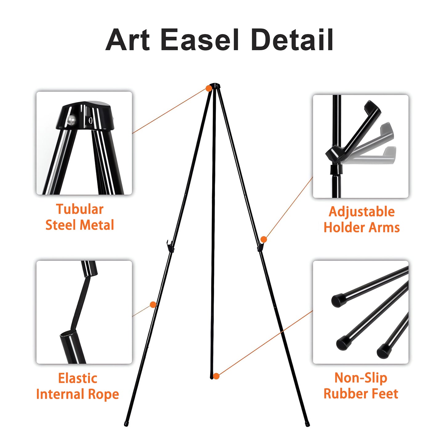 Easel Stand for Display Wedding Sign & Poster - Artist Instant Tripod Collapsible Portable Floor Easel for Posters- 63" Adjustable Easy Folding Metal Stand for Display Show, Arts, Painting