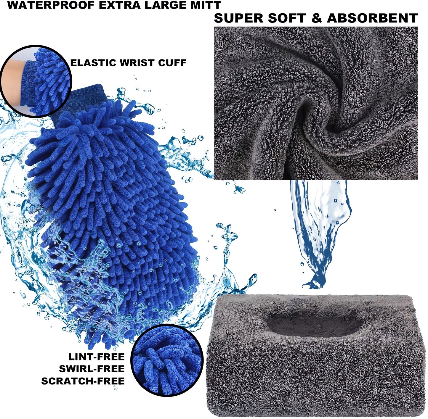 Meromore 15Pcs Car Wash Cleaning Tools Kit Car Detailing Set with Collapsible Bucket Wash Mitt Sponge Towels Tire Brush Window Scraper Duster Complete Interior Car Care Kit