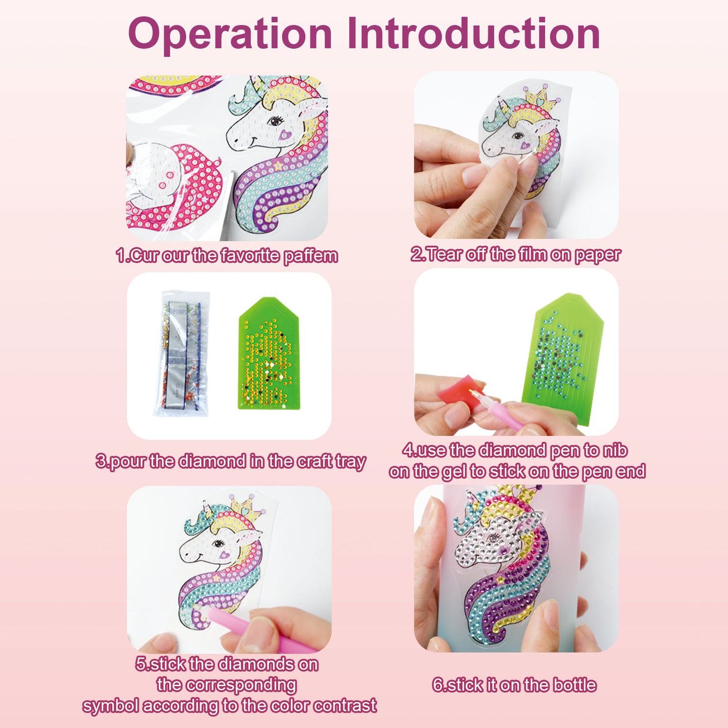 Decorate Your Own Water Bottle Kits for Girls Age 4-6-8-10, Unicorn Themed Gem Diamond Crafts Art Painting, Fun Arts and Crafts Gifts Toys for Girls Birthday Christmas
