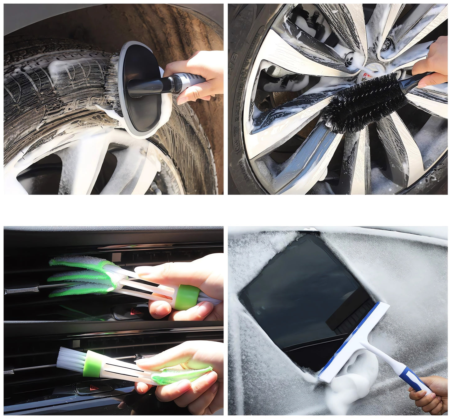 Meromore 15Pcs Car Wash Cleaning Tools Kit Car Detailing Set with Collapsible Bucket Wash Mitt Sponge Towels Tire Brush Window Scraper Duster Complete Interior Car Care Kit