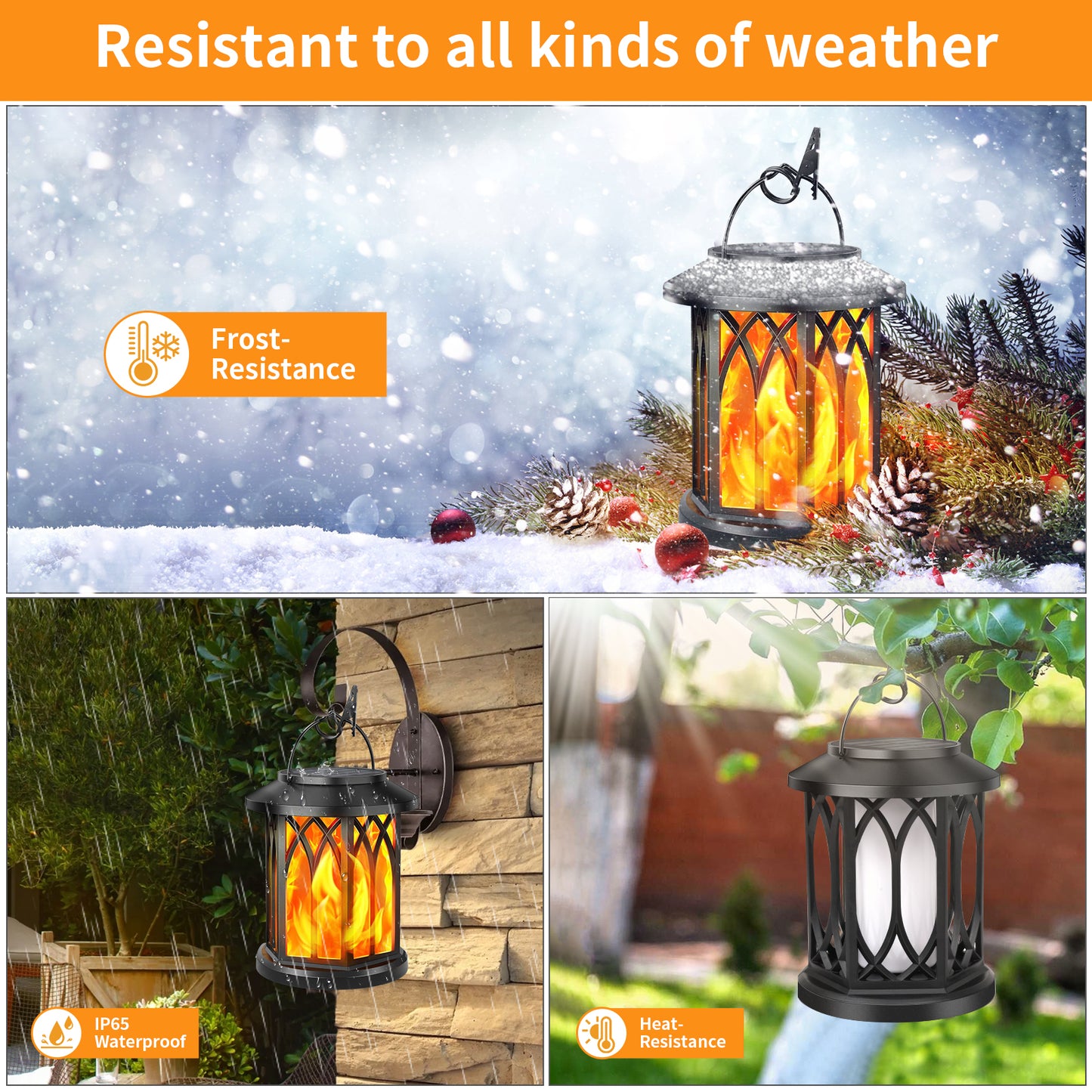 2 Pack Solar Lantern Outdoor Lights, Upgraded Flickering Flame Solar Lanterns Lights Outdoor Waterproof, Hanging Outdoor Solar Lanterns Lights, Solar Powered Lanterns for Yard Garden Decor