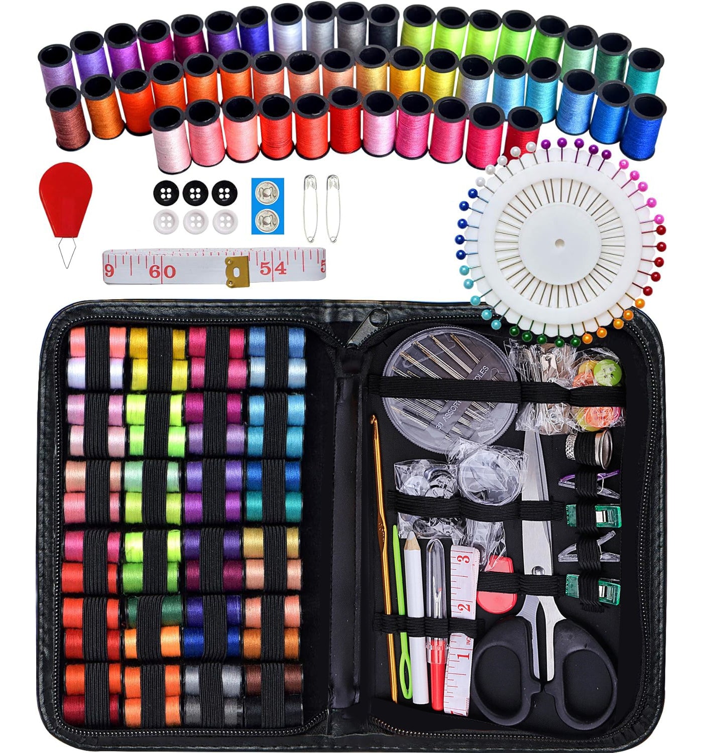 Sewing Kit for Adults - Needle and Thread Kit, 172 Pcs Sewing Supplies and Accessories with Portable Case for Family Repair, Travel Emergency Fixes, DIY, Beginner
