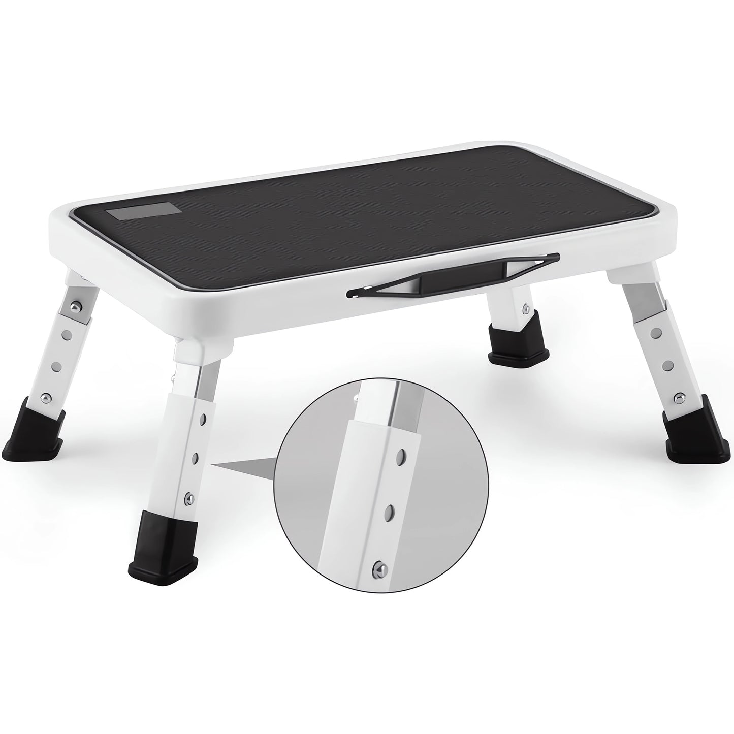 Folding Step Stool, Height-Adjustable Step Stool with Non-Slip Platform, Step Ladder for Adults or Kids in Kitchen, Home, 330 Lbs Capacity