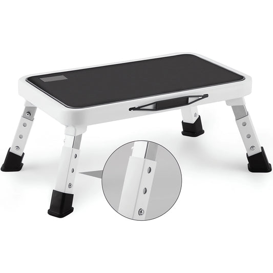 Folding Step Stool, Height-Adjustable Step Stool with Non-Slip Platform, Step Ladder for Adults or Kids in Kitchen, Home, 330 Lbs Capacity