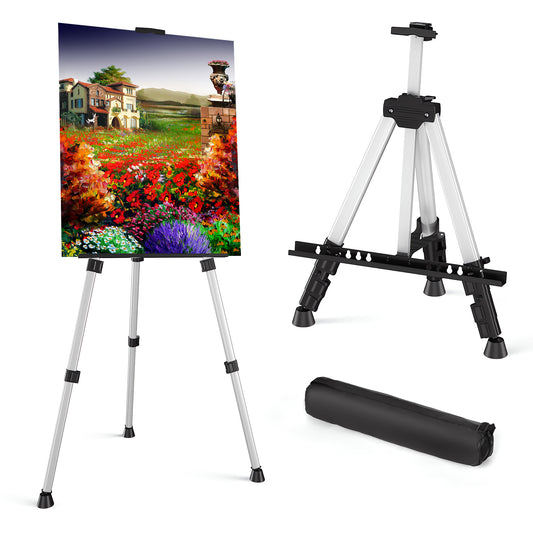 Artist Easel Stand, Aluminum Metal Tripod Adjustable Easel for Painting Canvases Height from 17 to 59 Inch, Carry Bag for Table-Top/Floor Drawing and Displaying