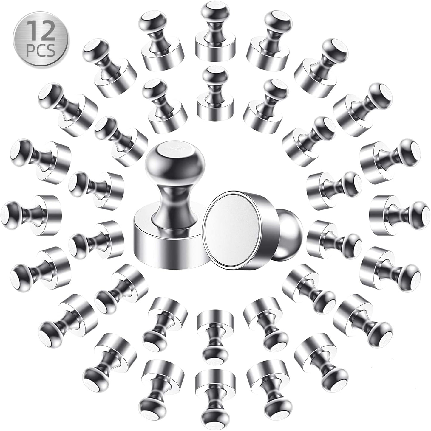 Meromore Neodymium Magnets, Strong Push Pins Magnets for Craft, Refrigerator Fridge Picture Magnets for Kitchen Office White Board, 12Pcs